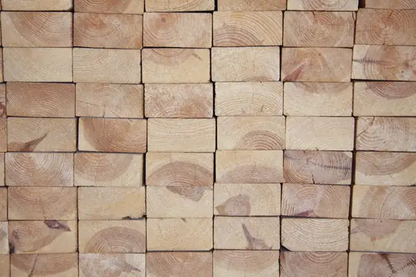 End grain of stacked timber