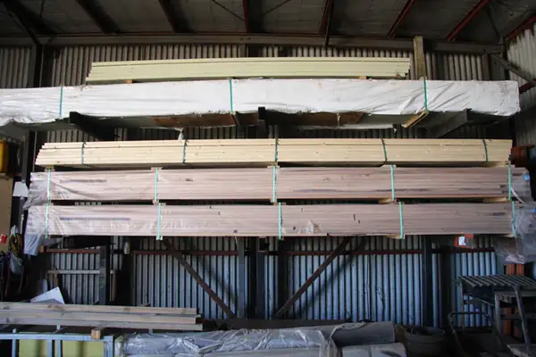 Timber stored under cover